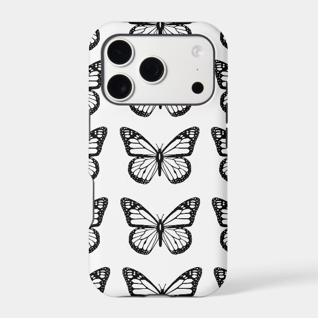 Black and White Butterfly Stencil Pattern Case-Mate iPhone Case (Back)