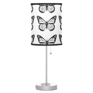 Black and White Butterfly Stencils Pattern Table Lamp