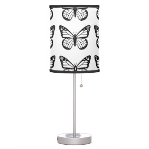 Black and White Butterfly Stencils Pattern Table Lamp