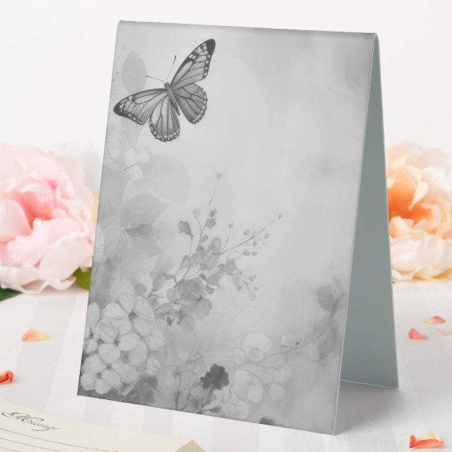Black and White Butterfly Table Tent (In SItu (Wedding))