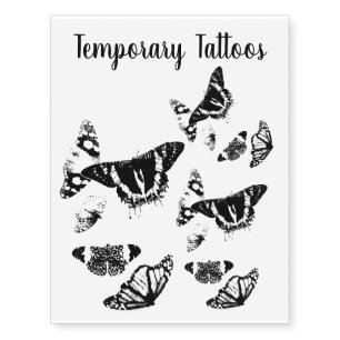 Black and white butterfly temporary tattoos