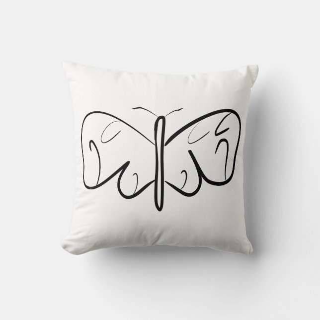 black and white butterfly throw pillow (Front)