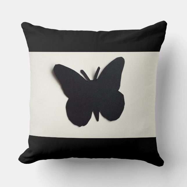 BLACK AND WHITE BUTTERFLY THROW PILLOW (Front)