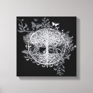 Black and White Butterfly Tree by Amelia Carrie Canvas Print