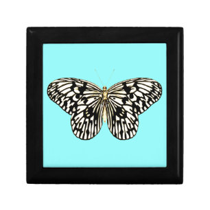 Black and white butterfly, turquoise background jewelry box