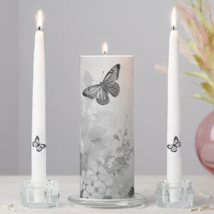 Black and White Butterfly Unity Candle Set