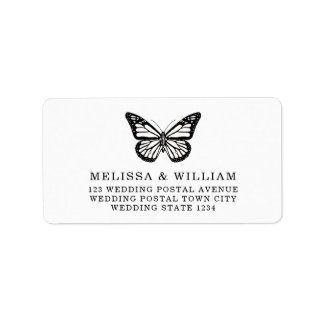 Black and White Butterfly Wedding Address Label