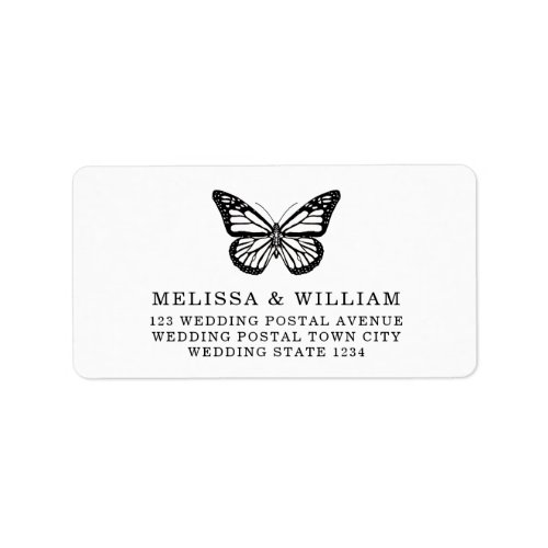 Black and White Butterfly Wedding Address Label