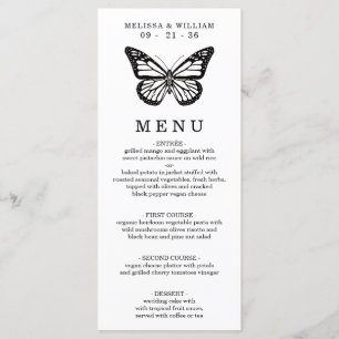Black and White Butterfly Wedding Menu