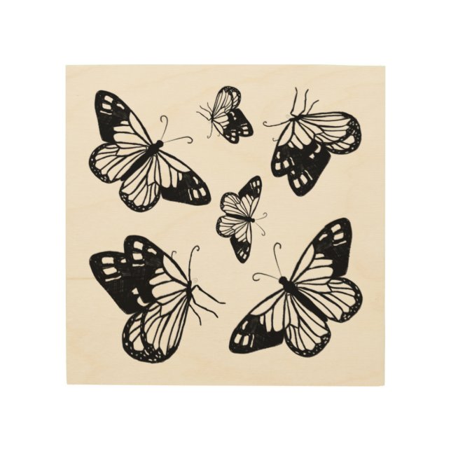  Black and White Butterfly    Wood Wall Art (Front)