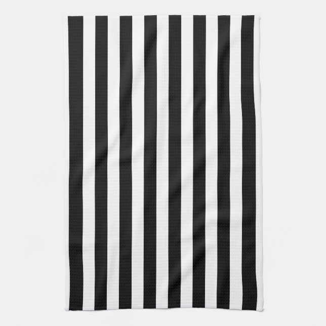 Black and White Cabana Stripe Kitchen Towel (Vertical)