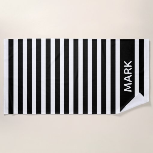 Black And White Cabana Stripe Personalized Beach Towel Zazzle