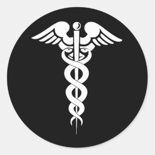 Black and White Caduceus Medical Symbol Sticker