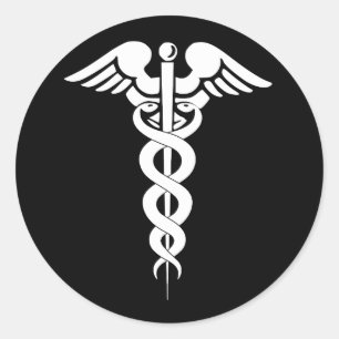 Black and White Caduceus Medical Symbol Sticker