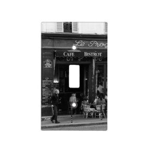 Black and White Cafe in Montmartre, Paris Light Switch Cover