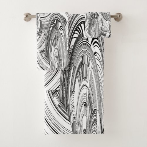 Black and White Calamity Geometric Art Bath Towel Set