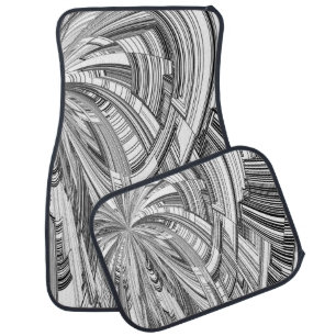 Black and White Calamity Geometric Art Car Floor Mat