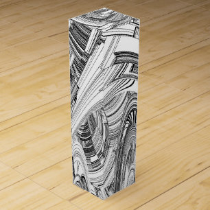 Black and White Calamity Geometric Art Wine Box