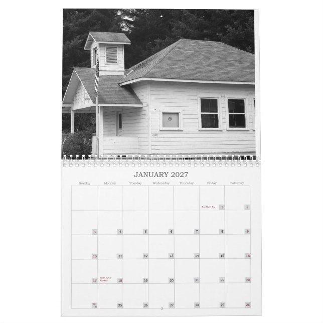 Black and White Calendar (Jan 2027)