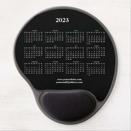 Black And White Calendar 2023 Gel Mouse Pad