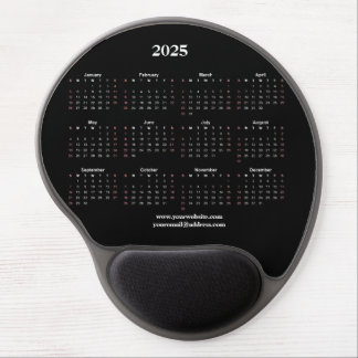 Black and white Calendar 2025 Gel Mouse Pad