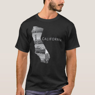 Black and White California State Map USA  T-Shirt