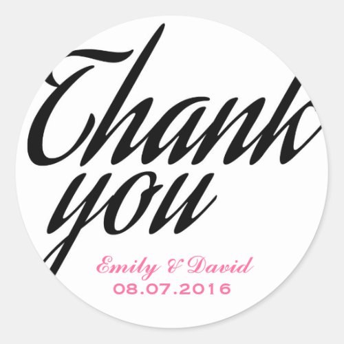 Black and White Calligraphic Thank You Stickers