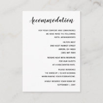Black and White Calligraphy accommodation card
