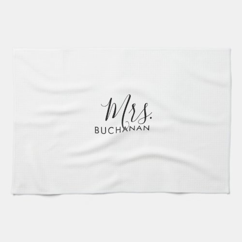 Black and White Calligraphy Bridal shower  Kitchen Towel