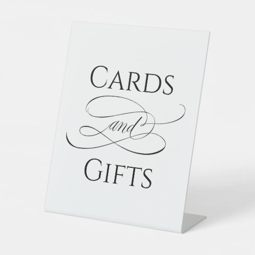 Black and White Calligraphy Cards and Gifts Pedestal Sign