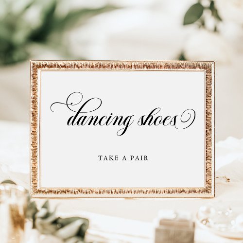 Black and White Calligraphy Dancing Shoes Sign