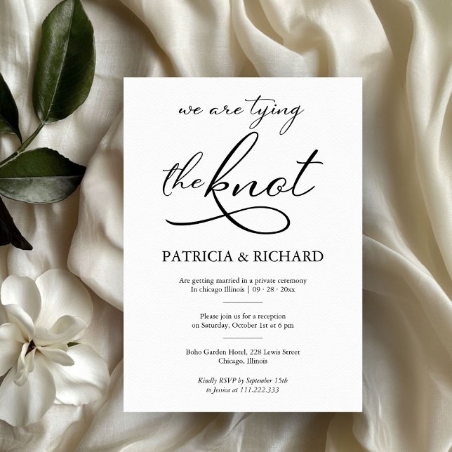 Black And White Calligraphy Elopement Wedding Invitation (Creator Uploaded)