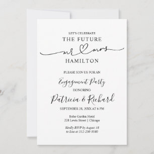 Black And White Calligraphy Engagement Party Announcement