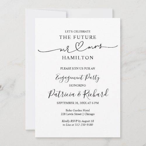 Black And White Calligraphy Engagement Party  Announcement