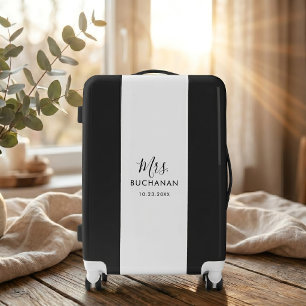 Black and White Calligraphy Honeymoon Suitcase