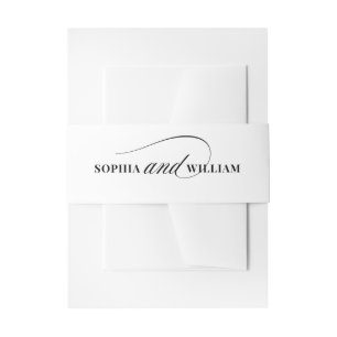 Black and White Calligraphy Luxe Wedding Invitation Belly Band