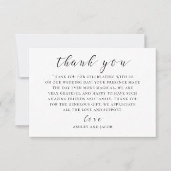 Black And White Calligraphy. Modern Script Wedding Thank You Card by RemioniArt at Zazzle