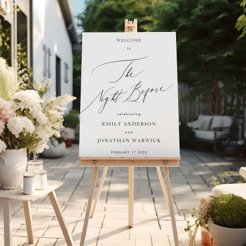 Black and White Calligraphy Rehearsal Dinner Poster