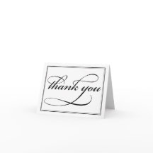 Black and White Calligraphy Thank You Note Card