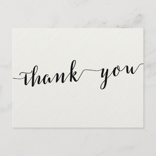 Black And White Calligraphy Thank You Postcards | Zazzle.com