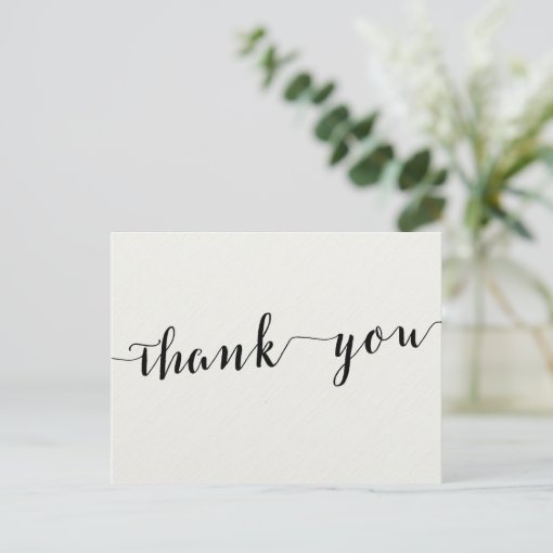 Black And White Calligraphy Thank You Postcards | Zazzle