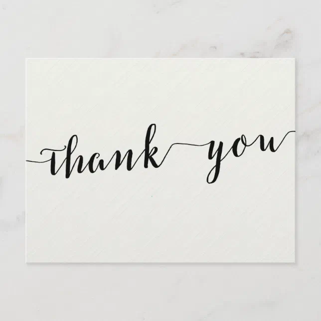 Black And White Calligraphy Thank You Postcards | Zazzle