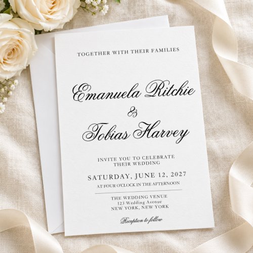 Black and White Calligraphy Wedding Invitation