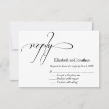 Black and White Calligraphy Wedding Reply Card
