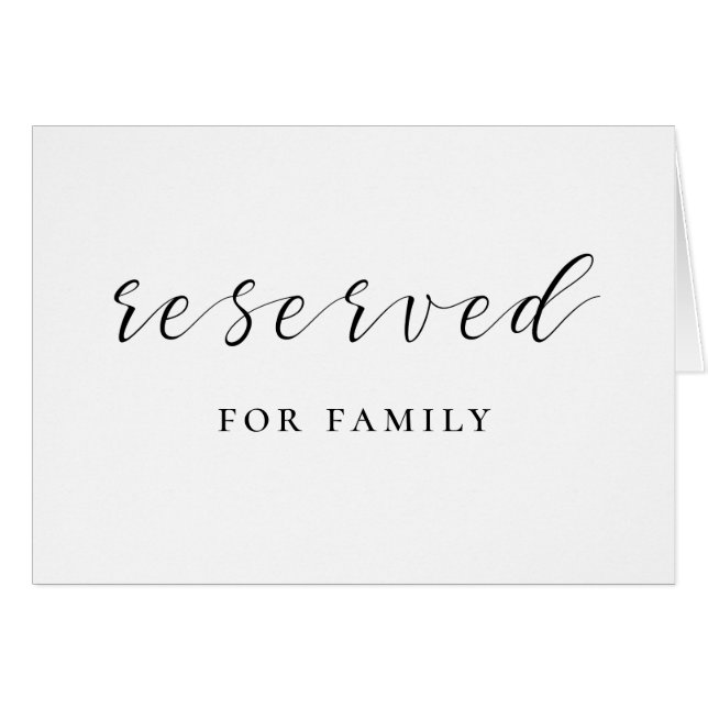 Black and white calligraphy wedding reserved sign (Front Horizontal)