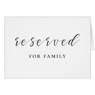 Black and white calligraphy wedding reserved sign cards
