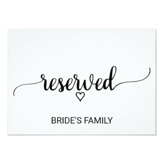 Black and White Calligraphy Wedding Reserved Sign Invitation