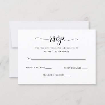 Black and White Calligraphy Wedding RSVP Card