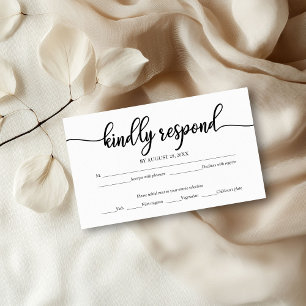 Black And White Calligraphy Wedding RSVP Enclosure Card