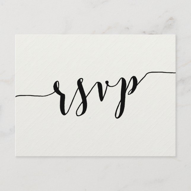 Black And White Calligraphy Wedding RSVP Postcards (Front)